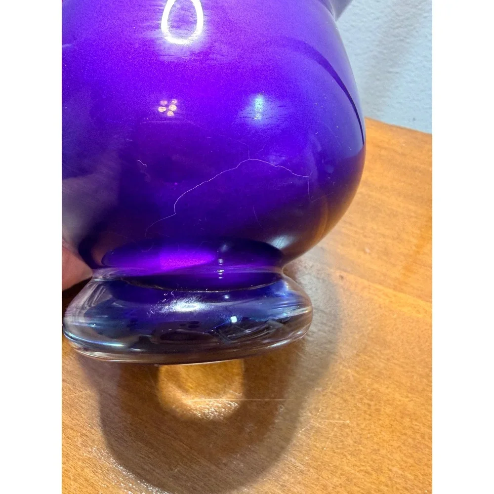 PartyLite Amathyst Candle Holder Vase Flared Rim Clear Pedestal‎ Base 5.5